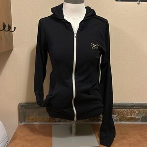 Bella Canvas Black Long Sleeve Zip front Hooded Lightweight Sweatshirt Women’s M